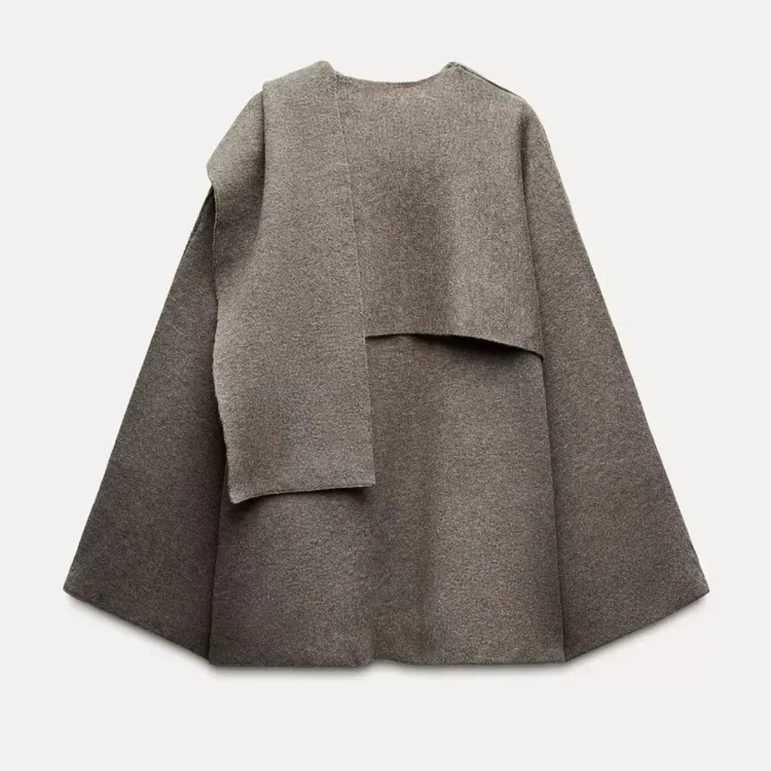 Damen - Eleganter warmer Cape Mantel - Stilvoller Begleiter - Weichem Material - Perfekt für kalte Tage