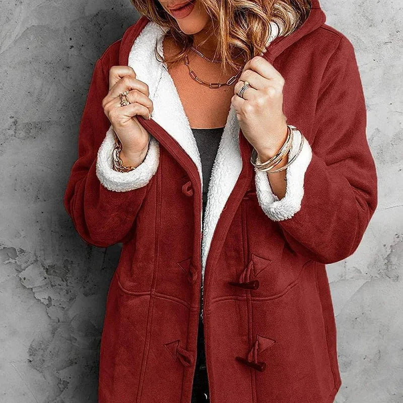 Damen - Jacke - Fleece - Leichtes Design - Winter Style mit Kapuze