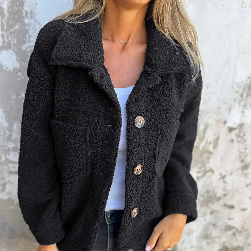 Damen - Langärmliger Teddy Mantel - Kuscheliger Winter Style - Bequemer und warmer Wintermantel