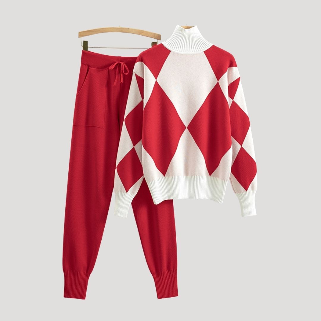 Damen - Gestrickte Winter Loungewear - Bequemer Pullover und Jogger - Gemütliche Freizeitmode für kalte Tage