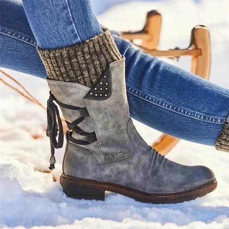 Damen - Winterstiefeletten - Schnürung - Warm und Stylisch für kalte Tage - Bequeme Winterstiefel