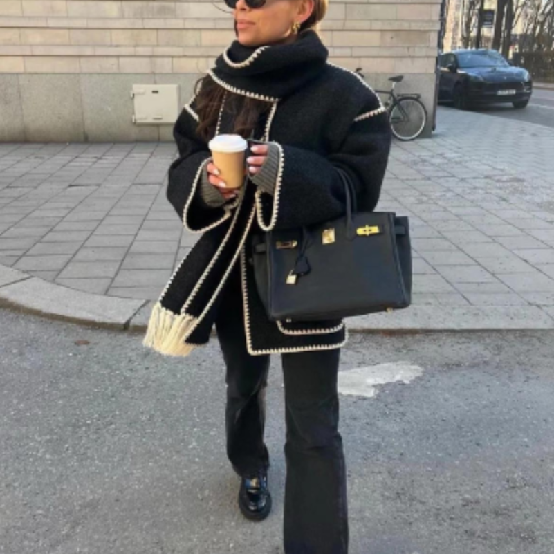 Damen - Wintermantel - Gemütliches Wickelkragen-Design - Lockere Passform - Wärme für kalte Tage