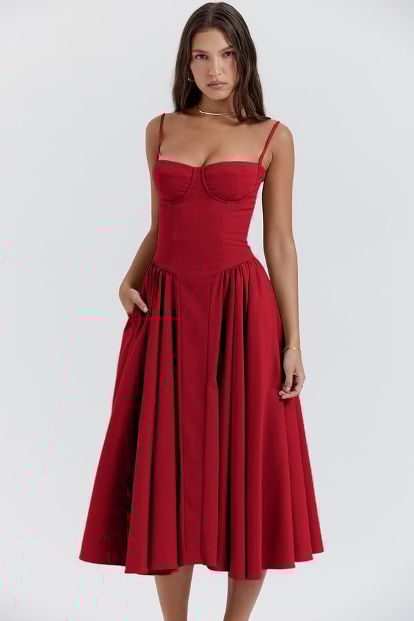 Jutte - Ärmelloses Damen-Midikleid