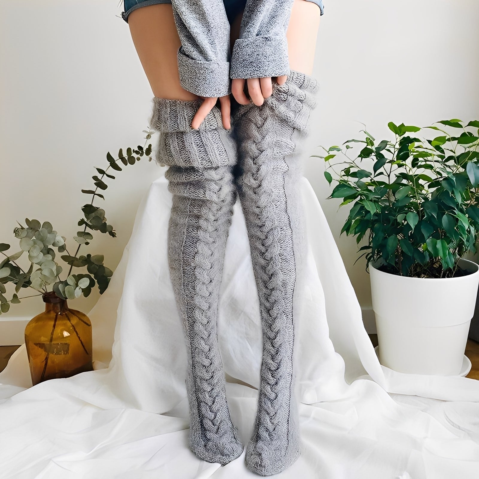 Hailee - Bequeme, warme gestrickte Overknee-Socken für Damen