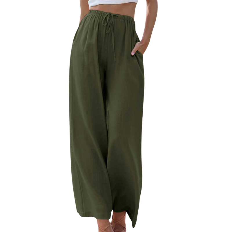Damen - Elegante Hose - Baumwoll-Leinen-Mischung - Seitentaschen - Stilvoller Komfort für jeden Anlass