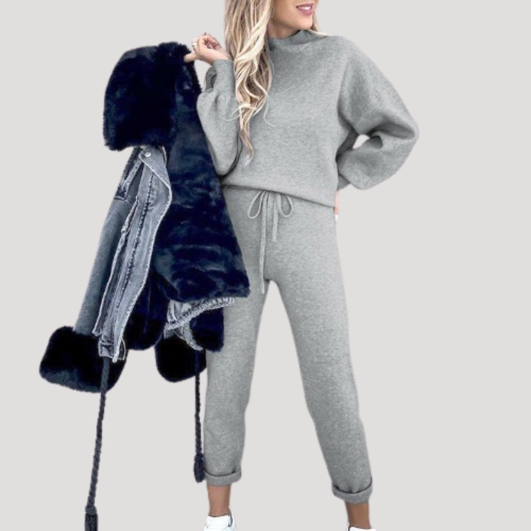 Damen - Strick-Trainingsanzug Set - Bequeme Loungewear - Weichem Material - Ideal für Freizeit und Entspannung