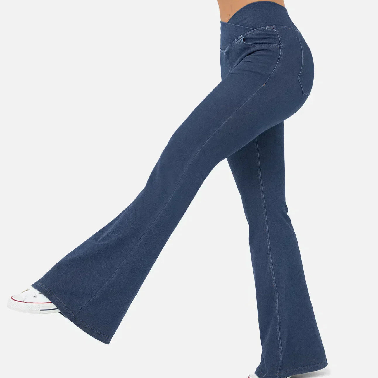 Damen - Schlaghosen mit hoher Taille - Einzigartigen überkreuzten für trendbewusste Outfits