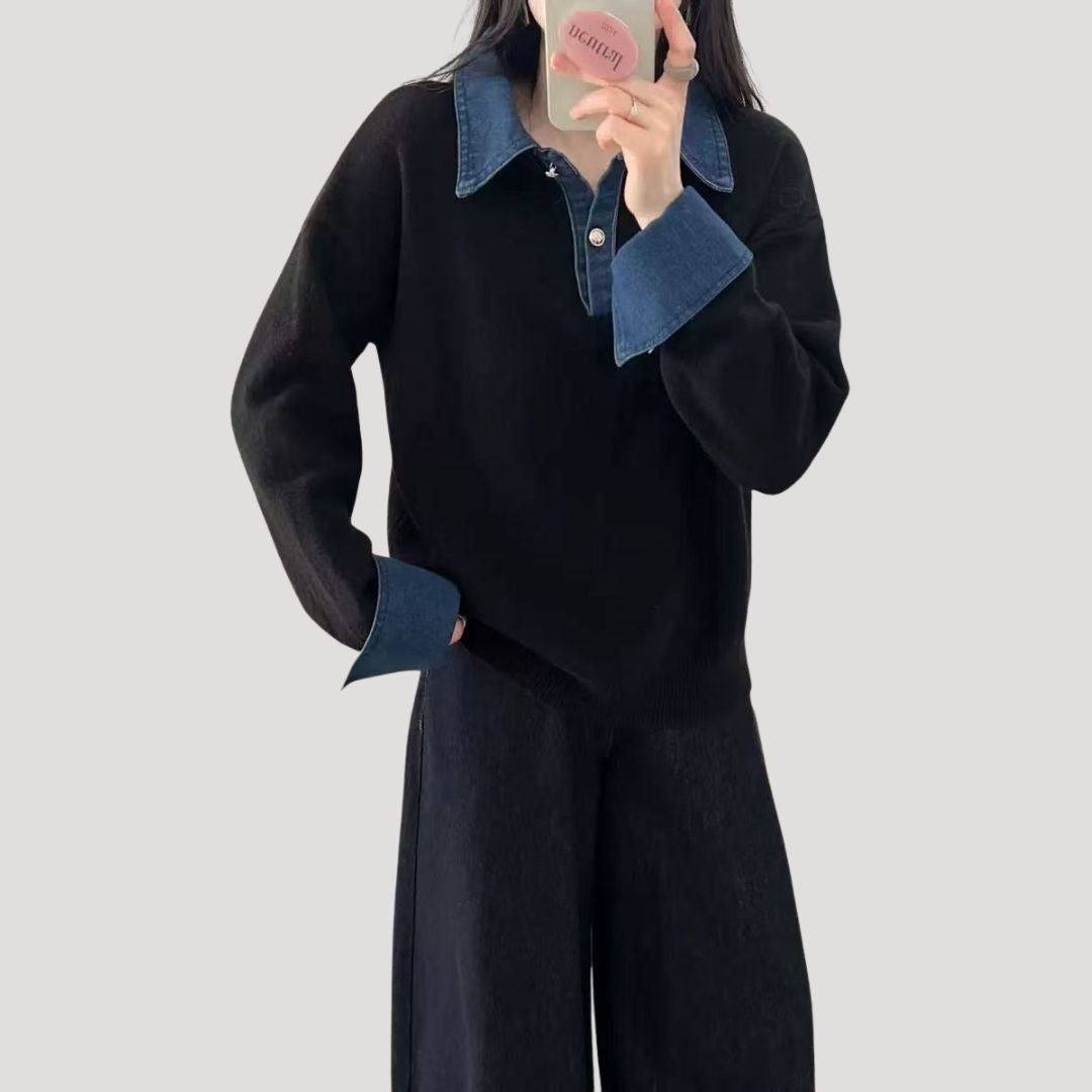 Damen - Winterpullover - Wolle mit Lagenkragen - Bequemer und stilvoller Look für die kalte Jahreszeit