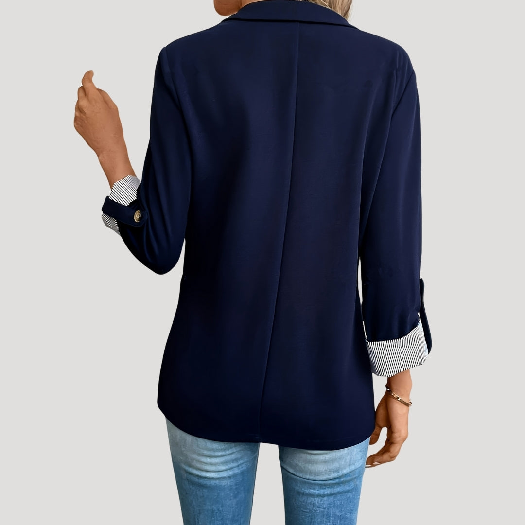 Damen - Klassischer Blazer - Atmungsaktivem Material - Taillierte mit aufrollbaren Ärmeln - Bürolook für jeden Anlass