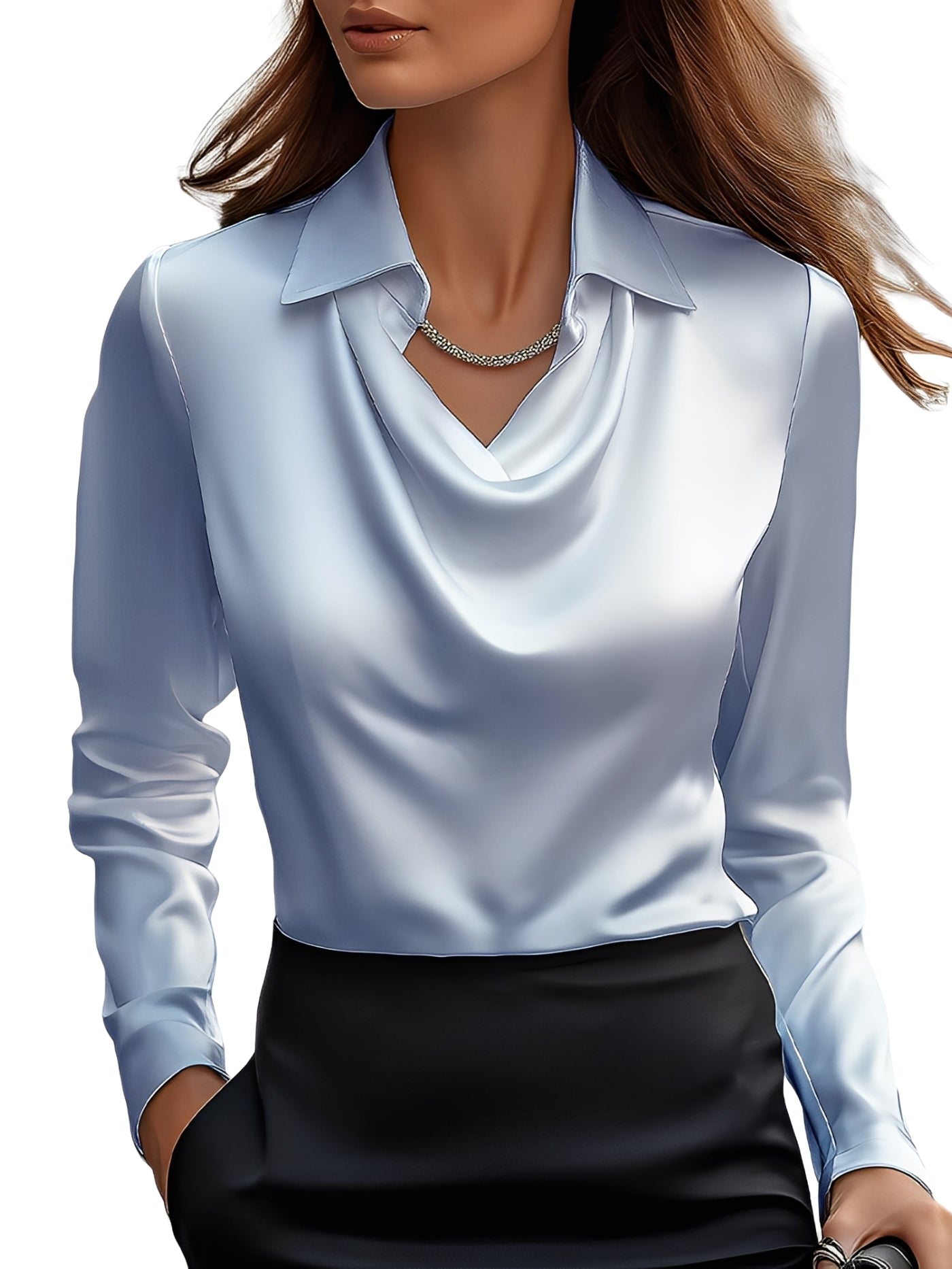 Dionne - Stilvolle Satinbluse für Damen mit langen Ärmeln