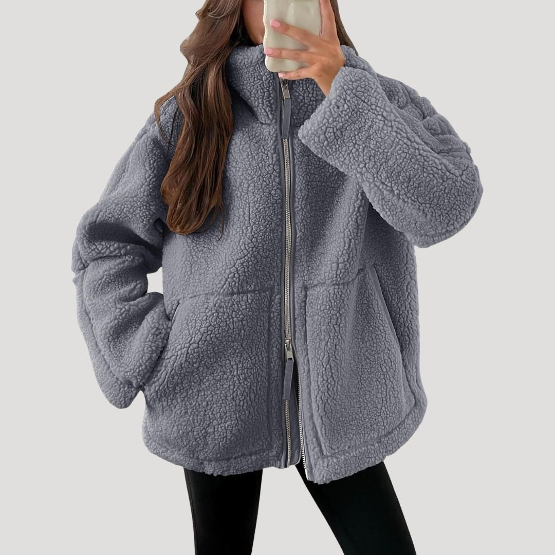 Damen - Teddy Zip Up Fleecejacke - Kuscheliger Winterstil - Perfekte Winterbekleidung für Gemütlichkeit