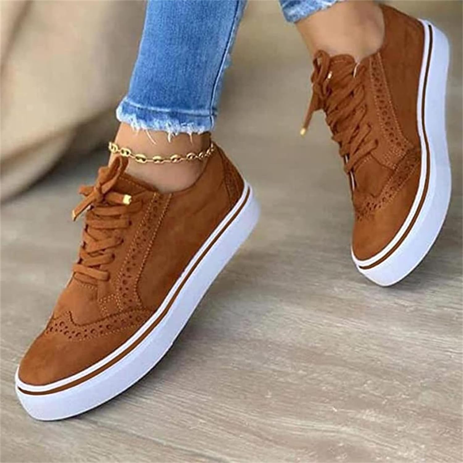 Damen - Bequeme Laufschuhe - Leder - Leicht & Atmungsaktiv - Perfekt für Fitness und Alltag