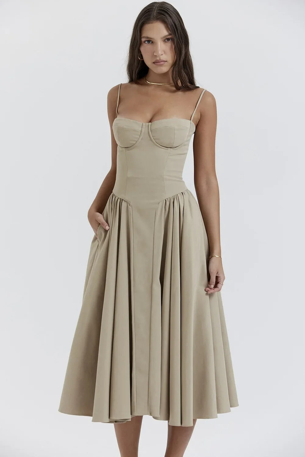 Jutte - Ärmelloses Damen-Midikleid