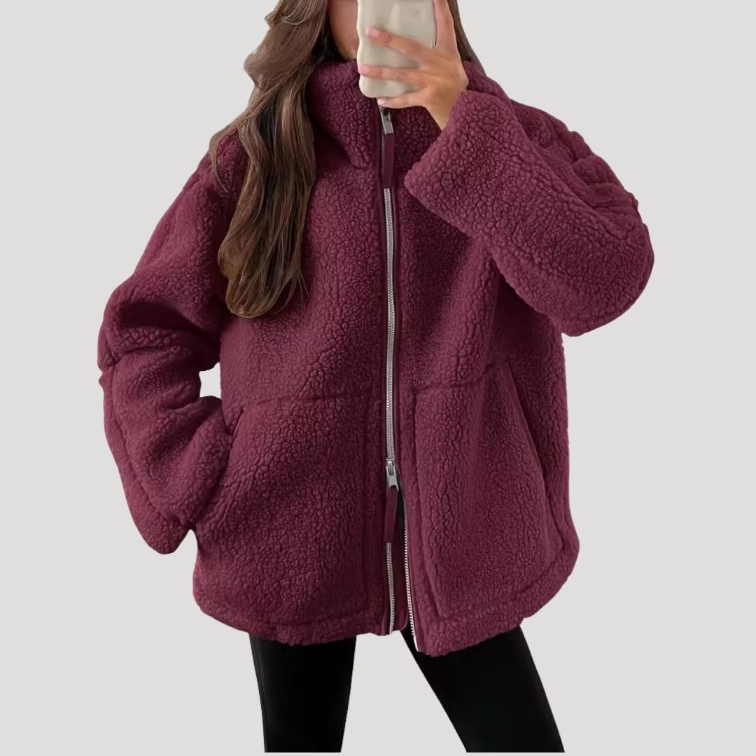 Damen - Teddy Zip Up Fleecejacke - Kuscheliger Winterstil - Perfekte Winterbekleidung für Gemütlichkeit