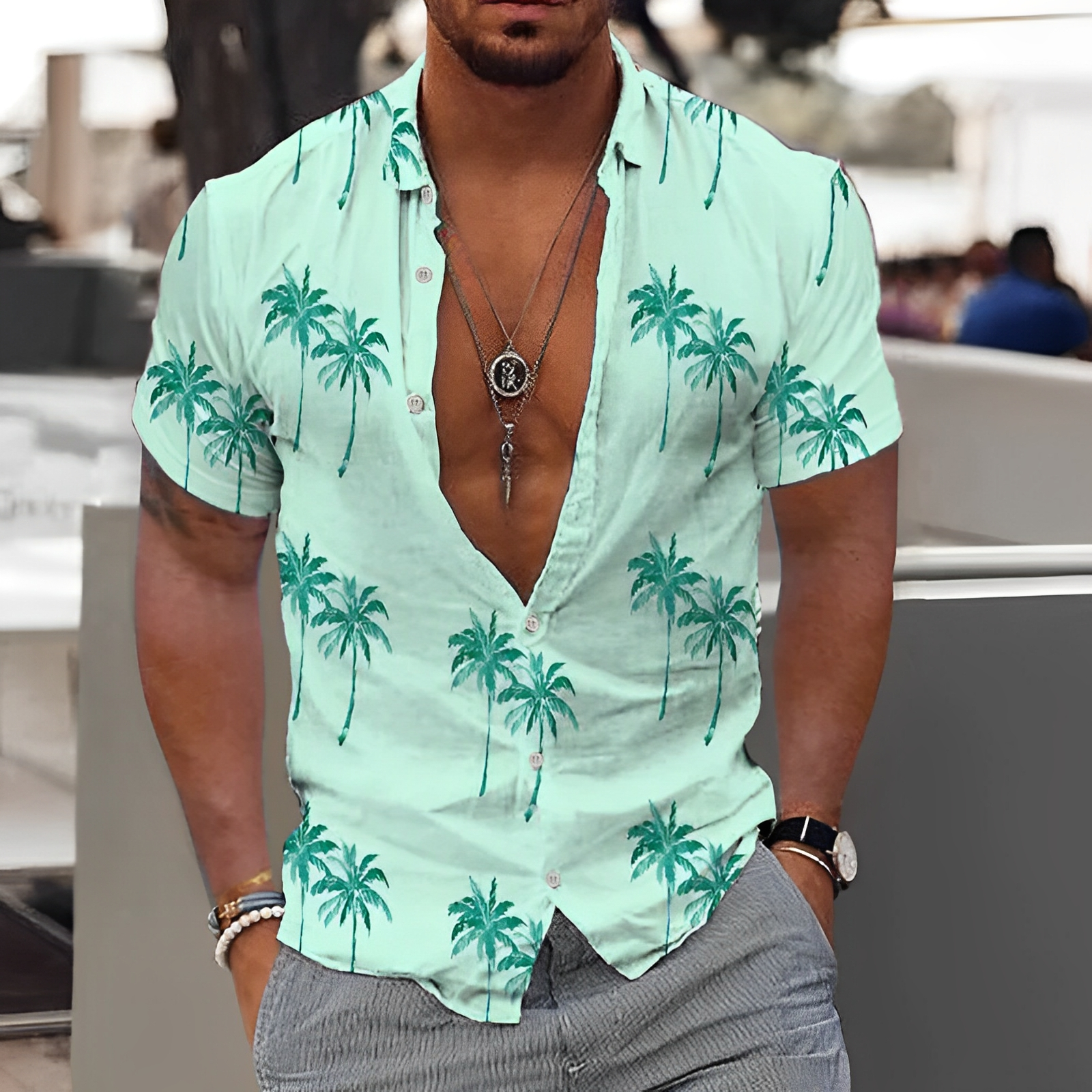 Rowen - Leinenhemd mit Muster