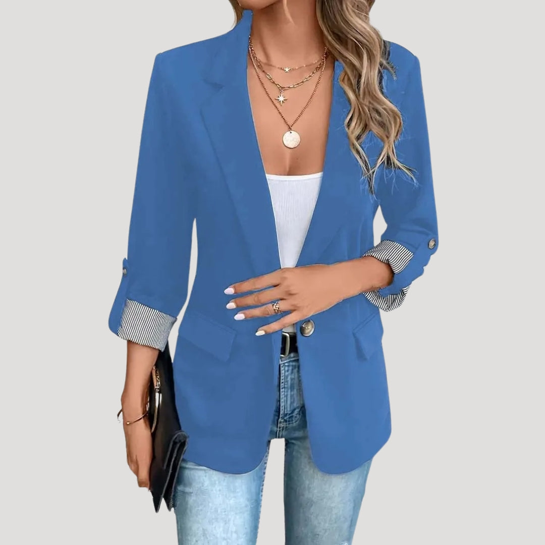 Damen - Klassischer Blazer - Atmungsaktivem Material - Taillierte mit aufrollbaren Ärmeln - Bürolook für jeden Anlass