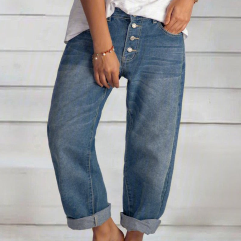 Damen - Jeans - Bequemer Denim - Weit geschnittene - Stylische, lässige Passform für den Alltag