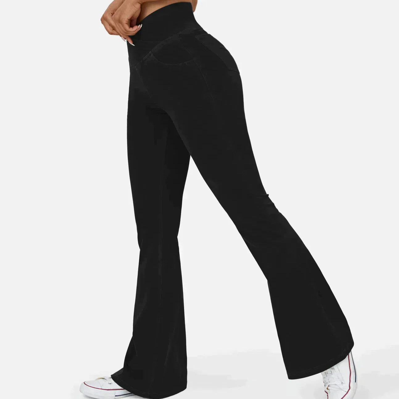 Damen - Schlaghosen mit hoher Taille - Einzigartigen überkreuzten für trendbewusste Outfits