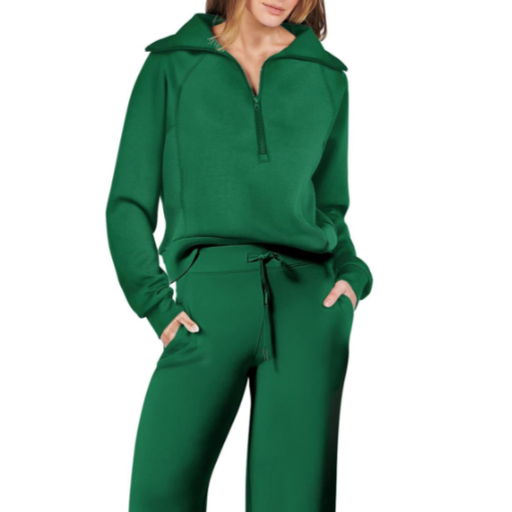 Damen - Weit geschnittener Trainingsanzug - Reißverschluss & Kordelzug - Bequemer Sportstil