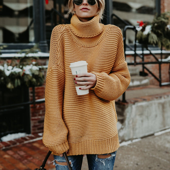 Damen - Rollkragenpullover - Weicher Strickstoff - Gemütliche Strickmode für stilvolle Looks