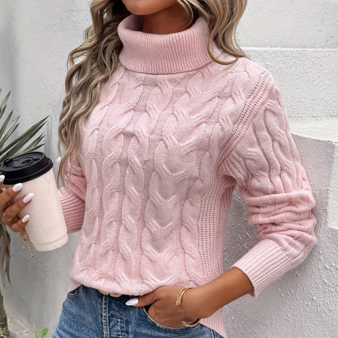 Damen - Kuscheliger Strickpullover - Rollkragen - Weicher Komfort für kalte Tage - Gemütlicher Stil