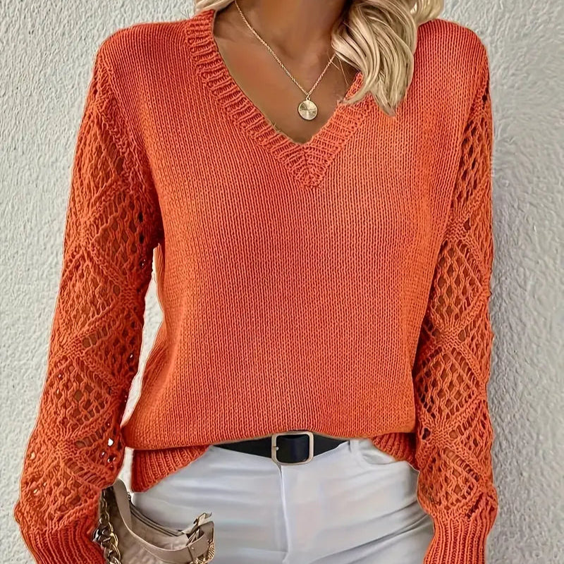 Damen - Strickpullover - V-Ausschnitt - Weiches Acryl-Mischgewebe - Bequem und Stilvoll