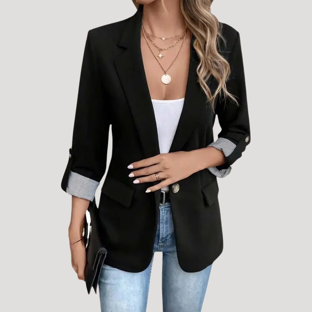 Damen - Klassischer Blazer - Atmungsaktivem Material - Taillierte mit aufrollbaren Ärmeln - Bürolook für jeden Anlass