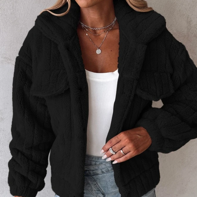 Damen - Kurzer Teddy Mantel - Warm und Gemütlich - Idealer Begleiter für die kalte Jahreszeit