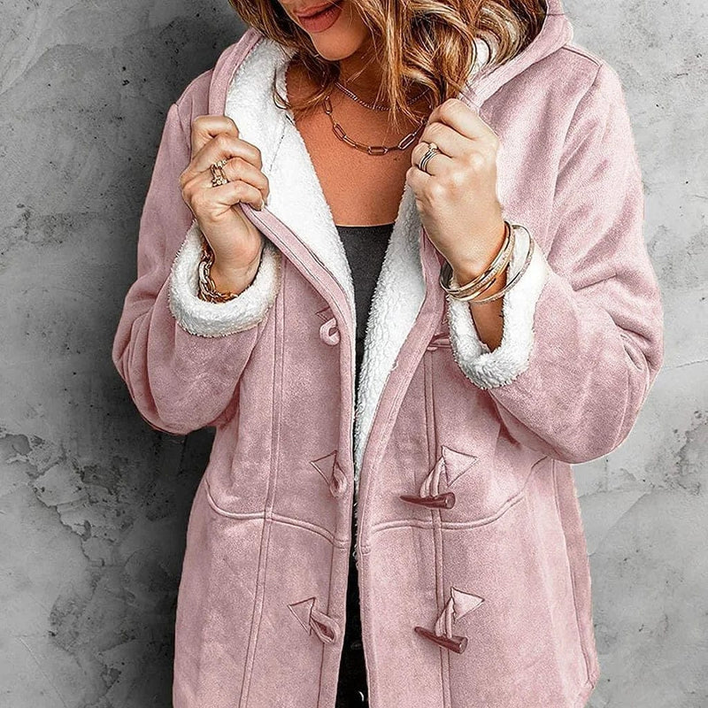 Damen - Jacke - Fleece - Leichtes Design - Winter Style mit Kapuze