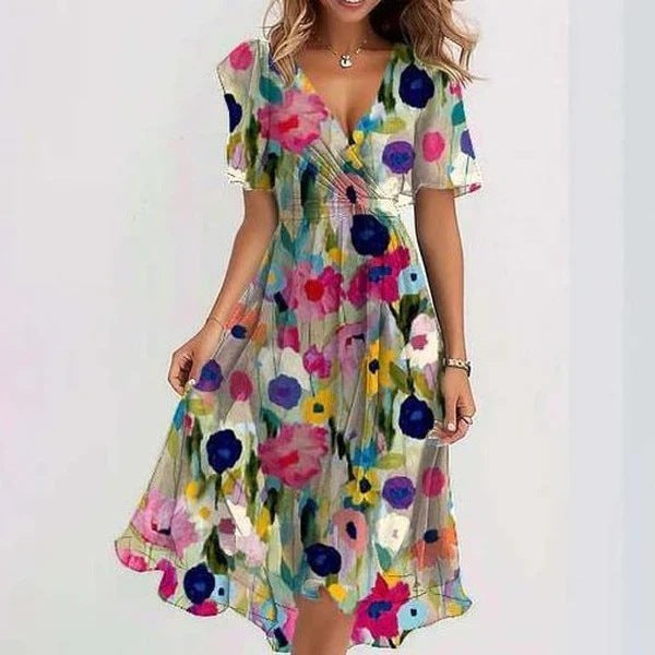 Damen - Elegantes Sommerkleid - Leichter, Atmungsaktiver Chiffon Stoff - Ideal für Warme Tage