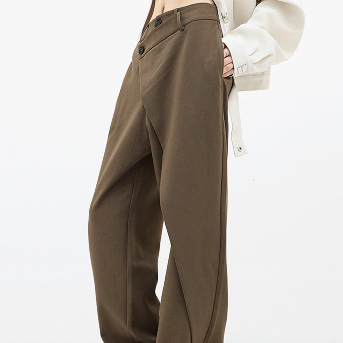 Damen - Asymmetrische Layered Weite Hose - Webstoffmischung - Stilvoll & Bequem - Perfekte Passform für Jeden Anlass