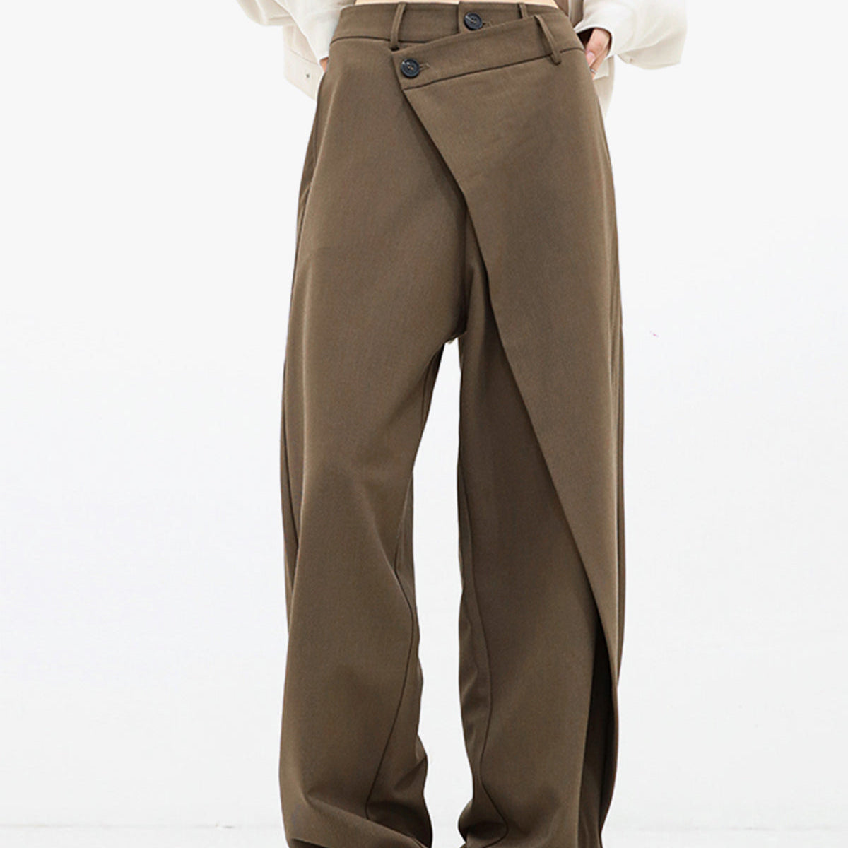 Damen - Asymmetrische Layered Weite Hose - Webstoffmischung - Stilvoll & Bequem - Perfekte Passform für Jeden Anlass
