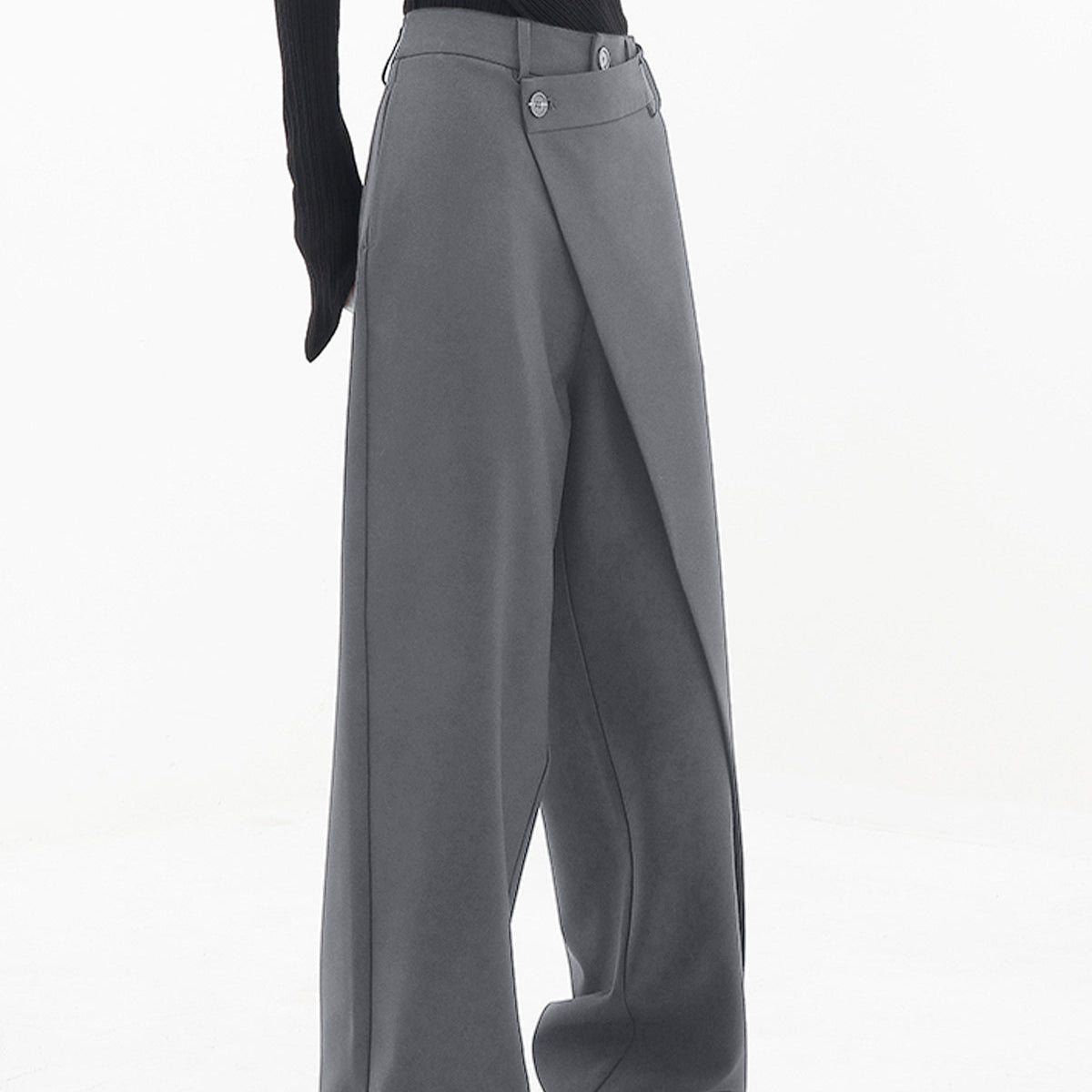 Damen - Asymmetrische Layered Weite Hose - Webstoffmischung - Stilvoll & Bequem - Perfekte Passform für Jeden Anlass