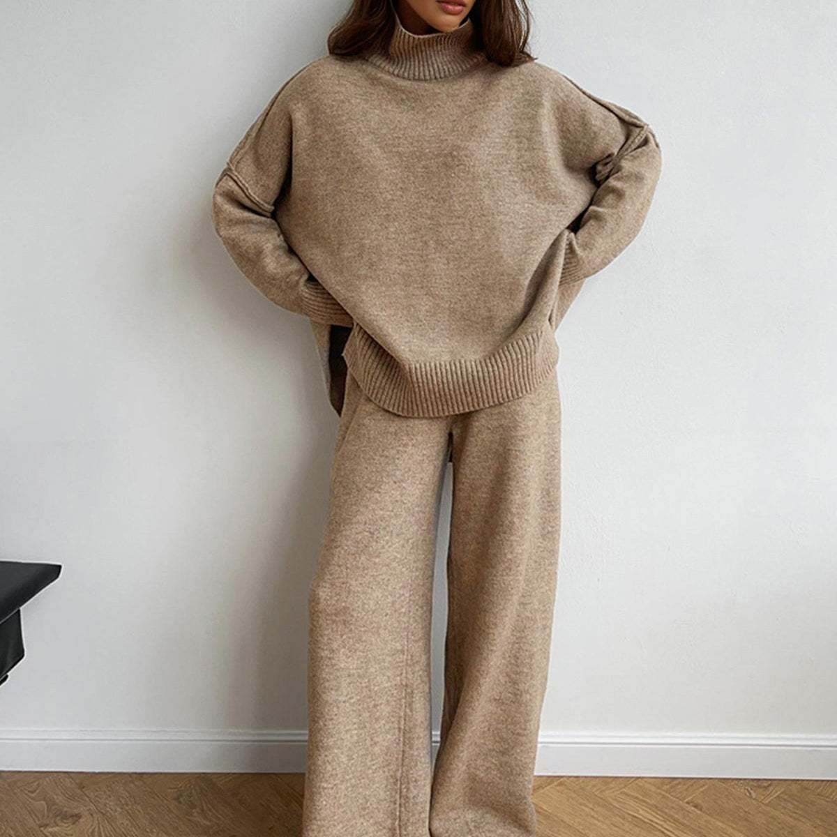 Damen - Rollkragenpullover Set - Kuscheliger Stoff - Bequeme Mode für kalte Tage