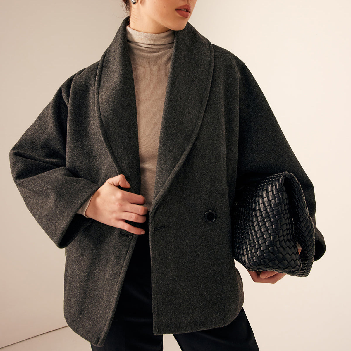 Damen - Klassischer Tweed Mantel - Kurzer Stil - Eleganter und vielseitiger Übergangsmantel