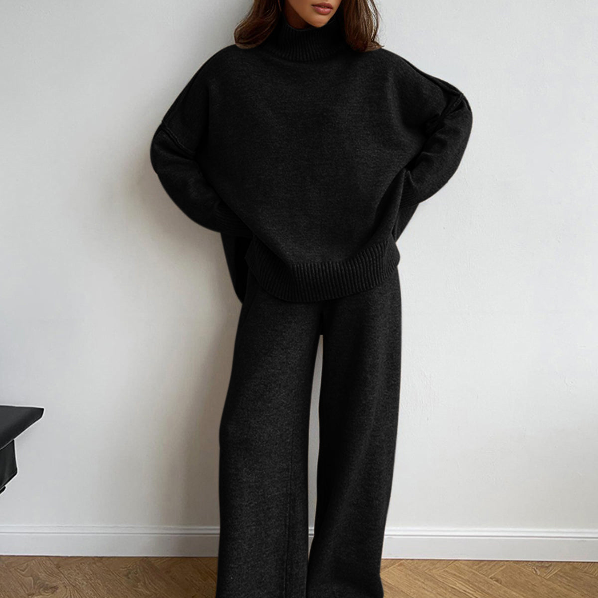 Damen - Rollkragenpullover Set - Kuscheliger Stoff - Bequeme Mode für kalte Tage