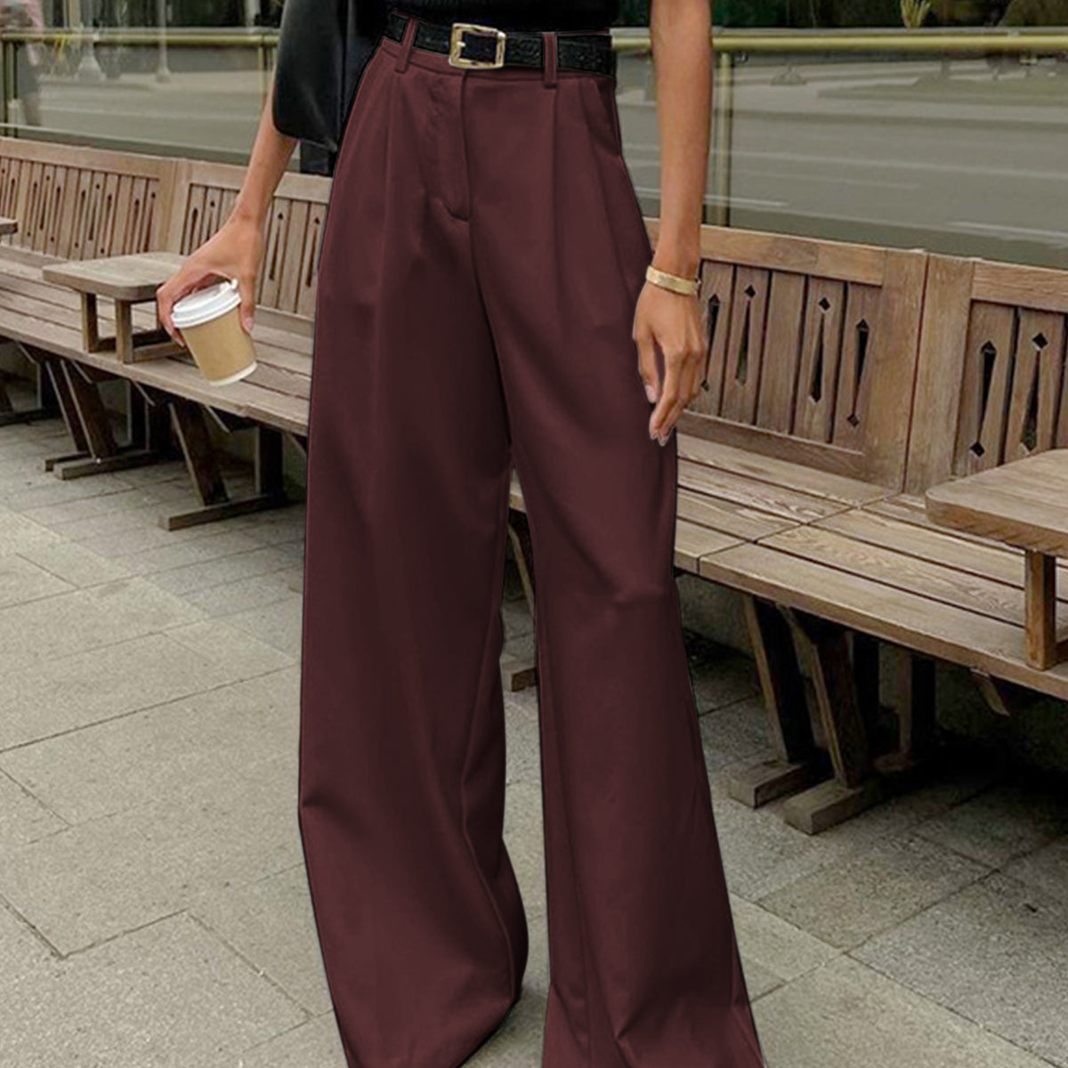 Damen - Weite Freizeithose - Hochwertige Materialien - Bequeme & stilvolle Hose für lässige Outfits