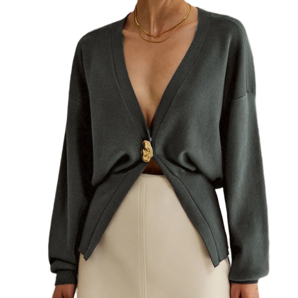 Damen - Elegante Strickjacke - Weicher Stoff - Knopfverschluss - Stilvolle Schichtung für jeden Anlass