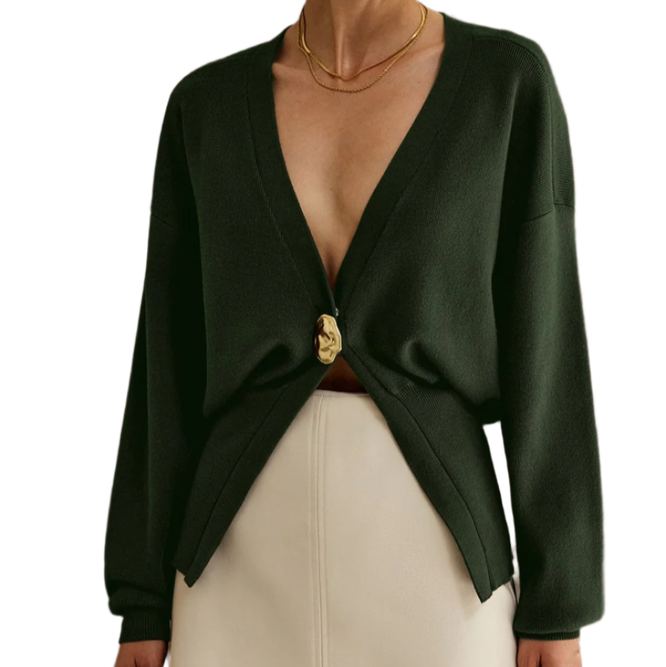 Damen - Elegante Strickjacke - Weicher Stoff - Knopfverschluss - Stilvolle Schichtung für jeden Anlass