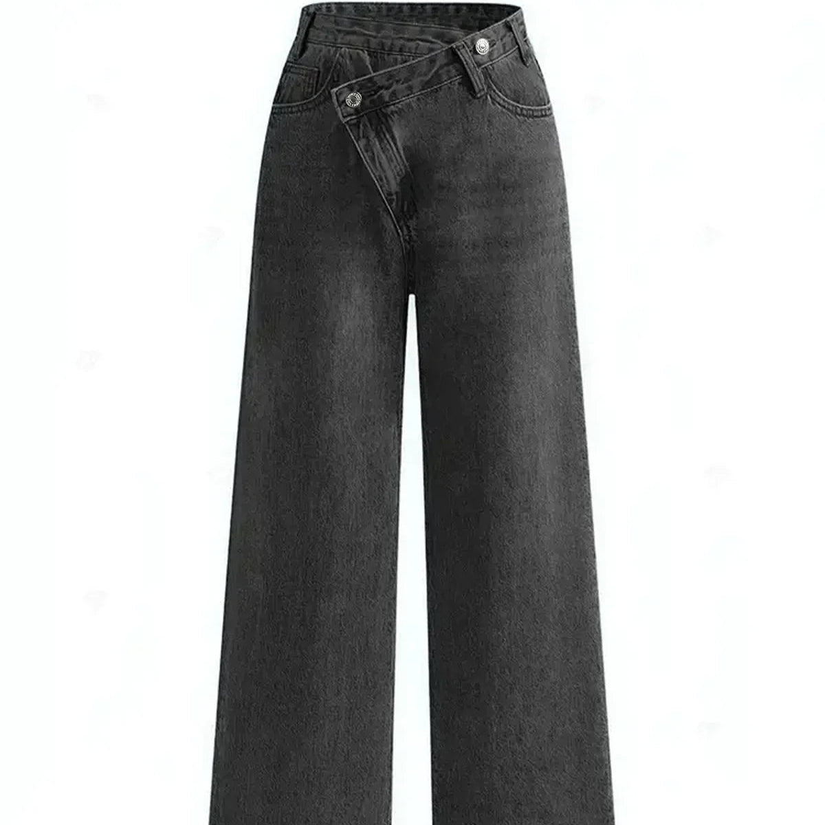 Damen - Asymmetrische Taille - Weite Jeans - Trend Stil für mühelosen Chic - Modische Damenmode