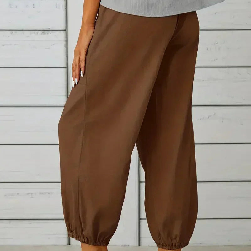 Damen - Leichte Sommerhose - Atmungsaktives Material - Elastische Bund - Ideal für warme Tage