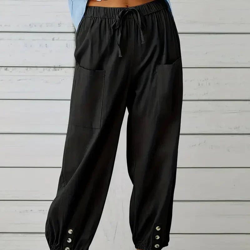 Damen - Leichte Sommerhose - Atmungsaktives Material - Elastische Bund - Ideal für warme Tage