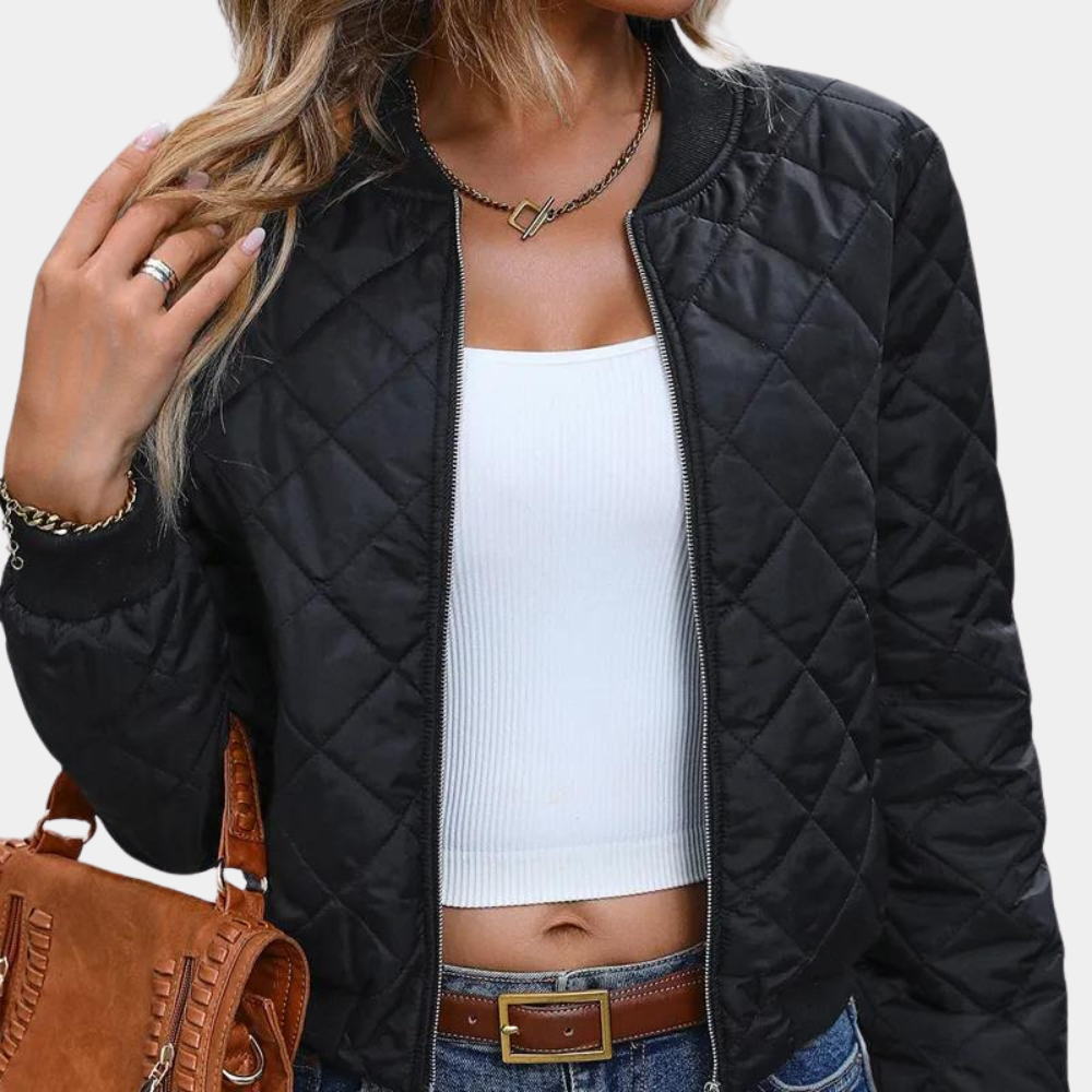 Damen - Bomberjacke - Schwarze Steppmuster - Stylische jacke für jeden Anlass