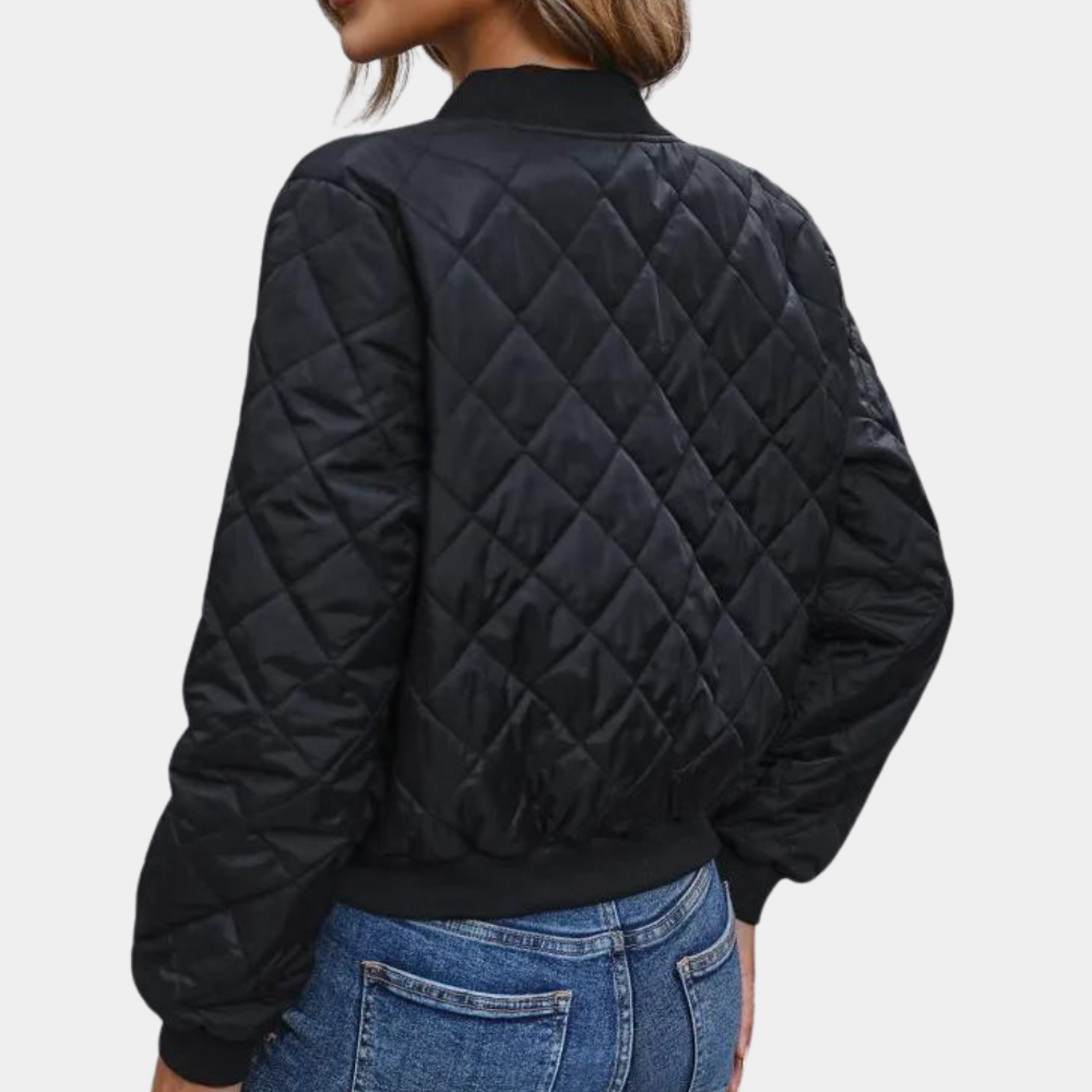 Damen - Bomberjacke - Schwarze Steppmuster - Stylische jacke für jeden Anlass