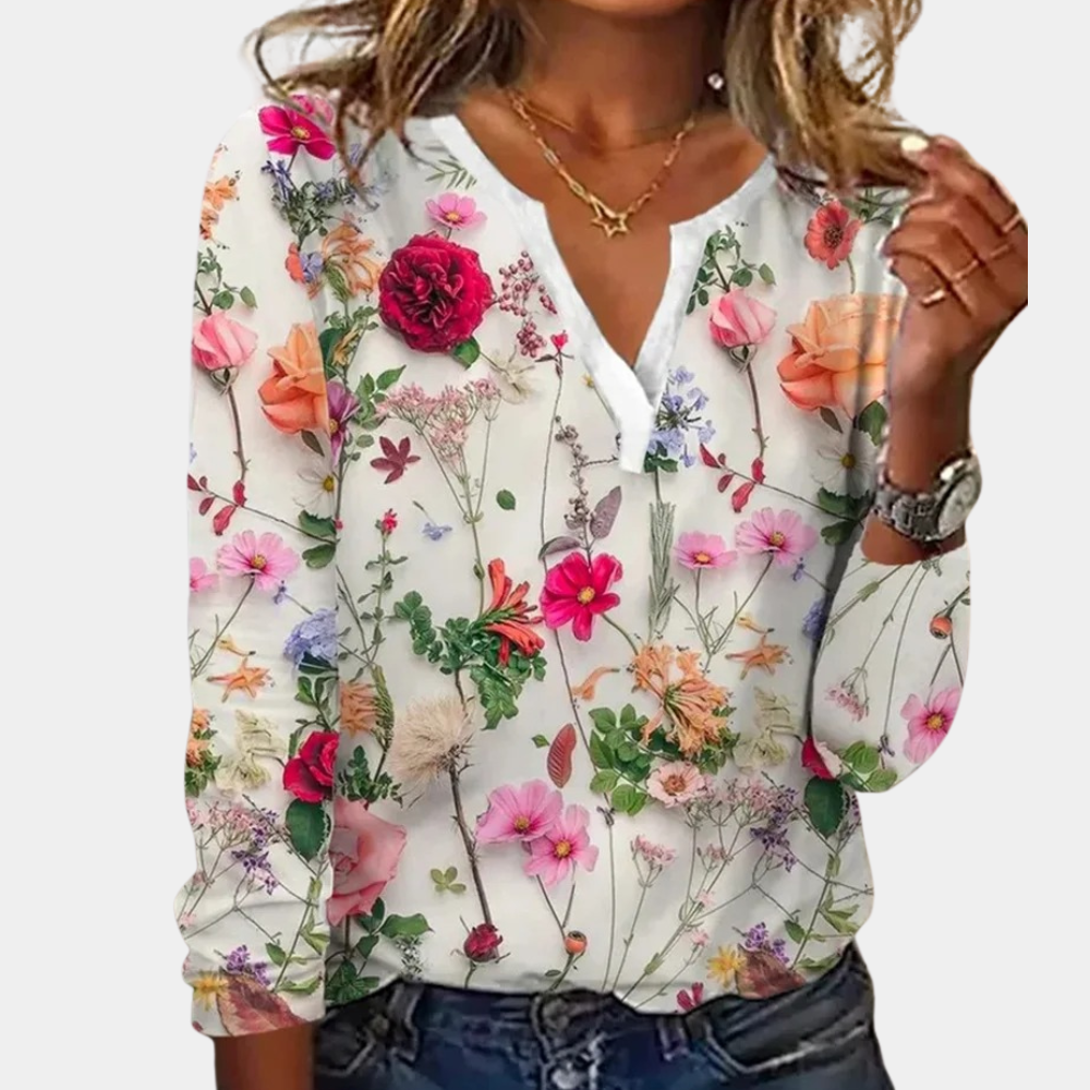 Damen - Blumenbluse - Leichtes Stoff - Lässiges Sommer-Top - Stylisch, bequem & perfekt für warme Tage