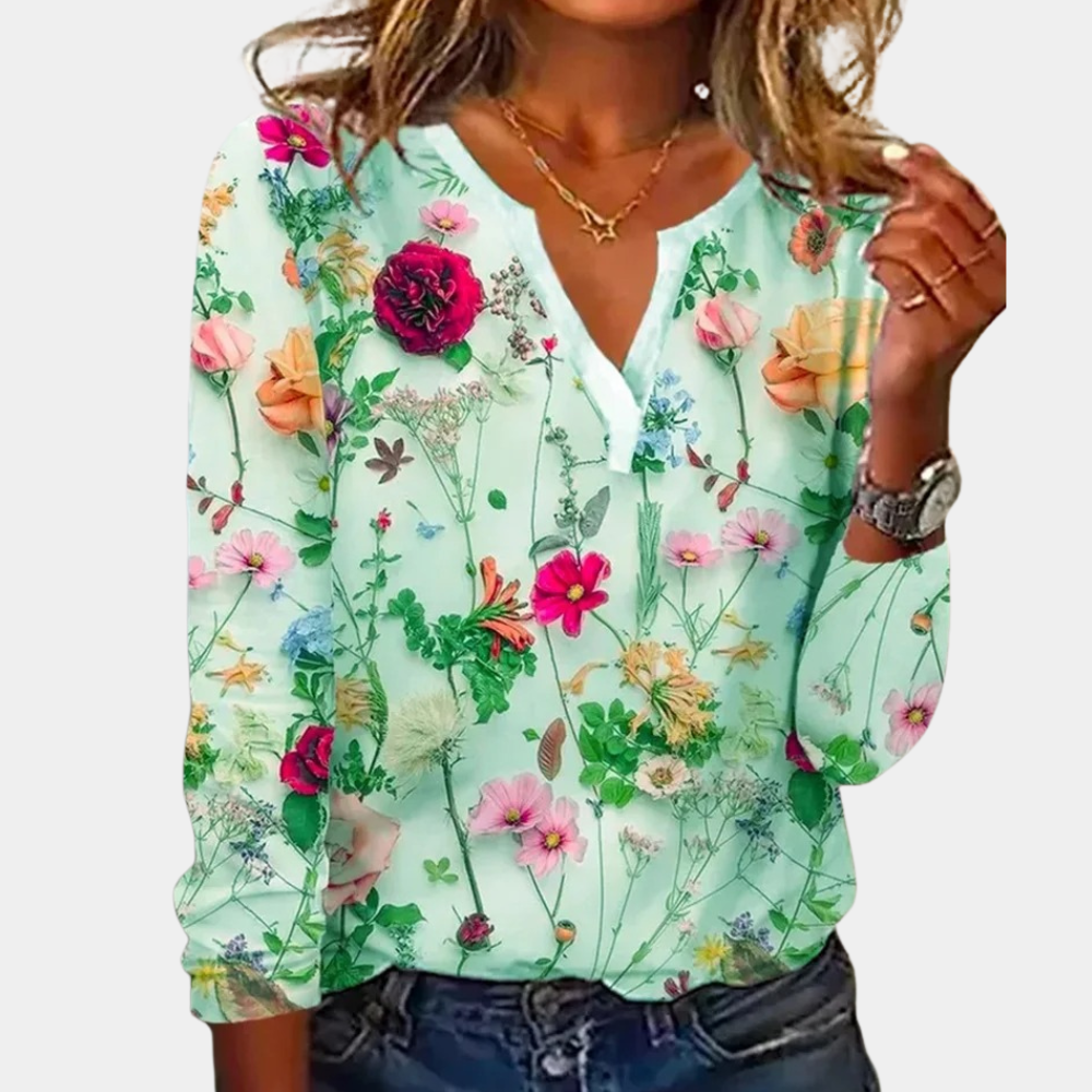 Damen - Blumenbluse - Leichtes Stoff - Lässiges Sommer-Top - Stylisch, bequem & perfekt für warme Tage