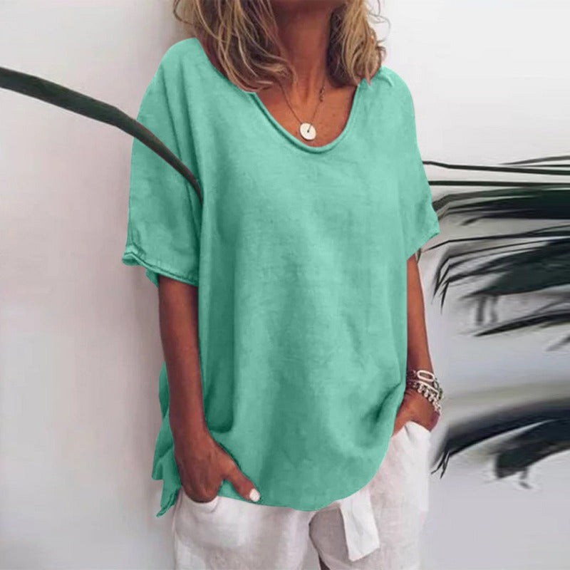 Damen - Lockere Bluse - Weicher Stoff - Bequemen Alltagsstil - Ideal für Jeden Tag