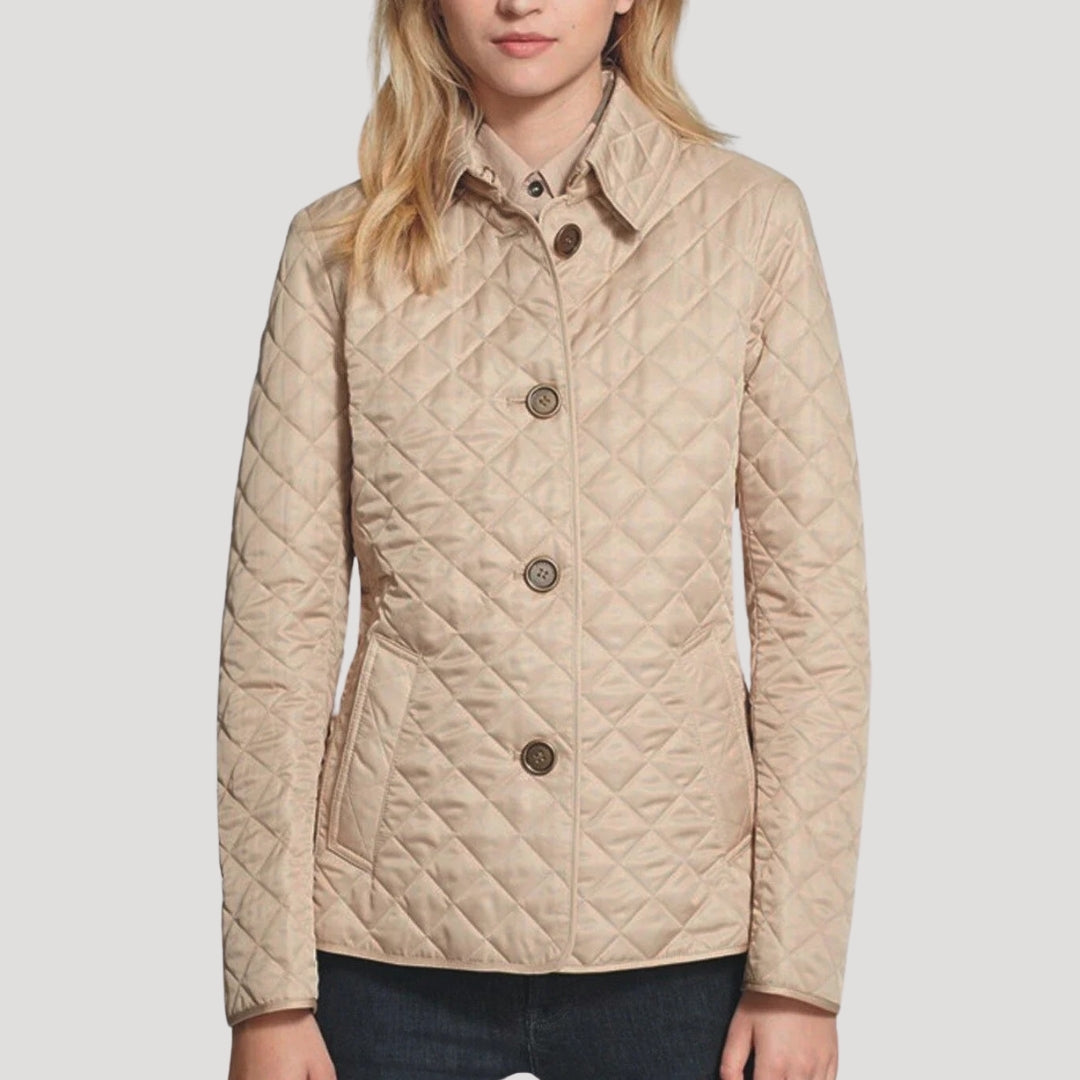 Damen - Leicht wattierte Sommerjacke - Diamantstrick - Perfekt für warme Tage und lässige Outfits