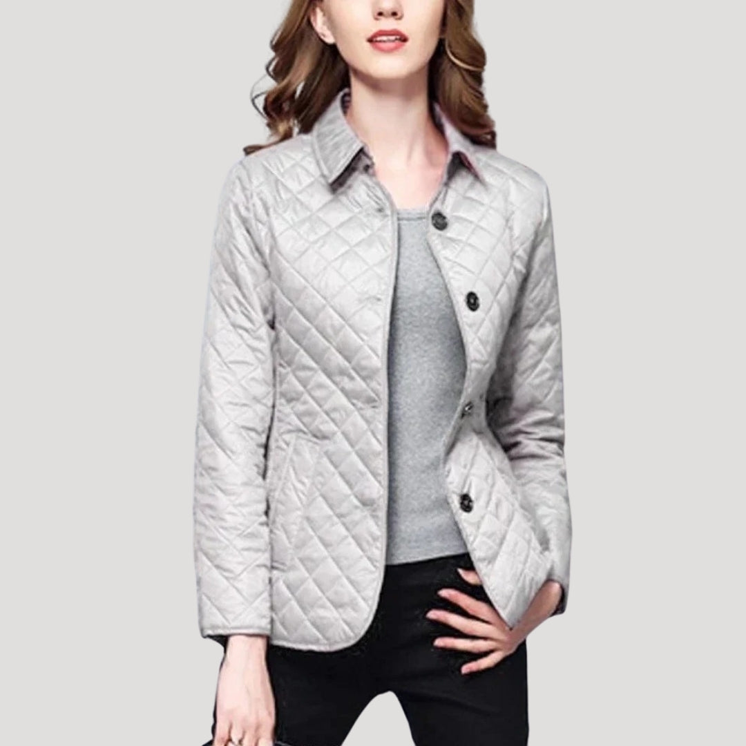 Damen - Leicht wattierte Sommerjacke - Diamantstrick - Perfekt für warme Tage und lässige Outfits