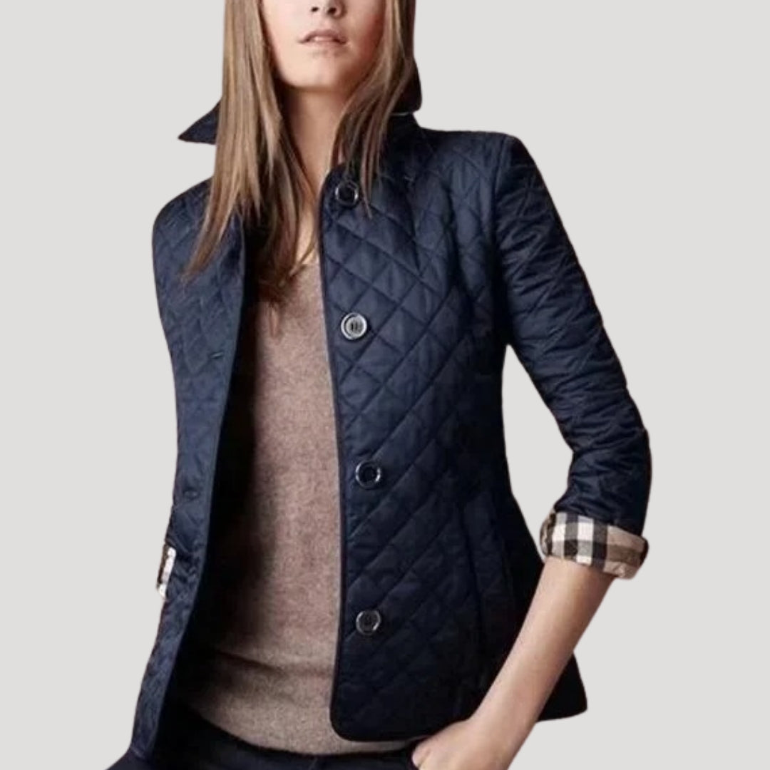 Damen - Leicht wattierte Sommerjacke - Diamantstrick - Perfekt für warme Tage und lässige Outfits